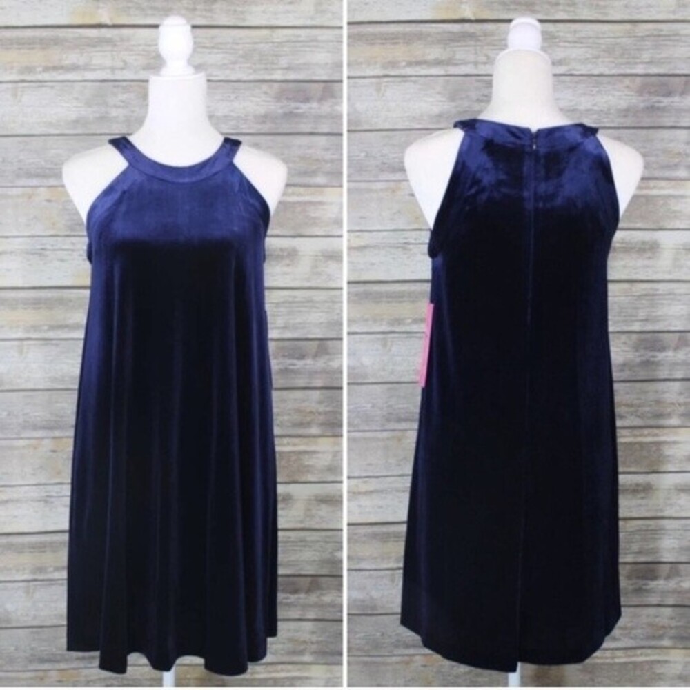 Betsey Johnson Navy Blue Velvet Swing Dress NWT Size 4 Party Date Night
